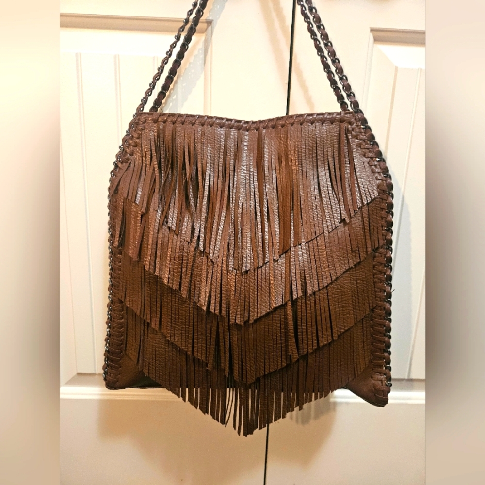 Brown Fringe Shoulder Bag - Picture 2 of 6